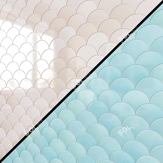 Cloud Escama Porcelain Wall Tile - Elegant and Glossy 3D model image 2
