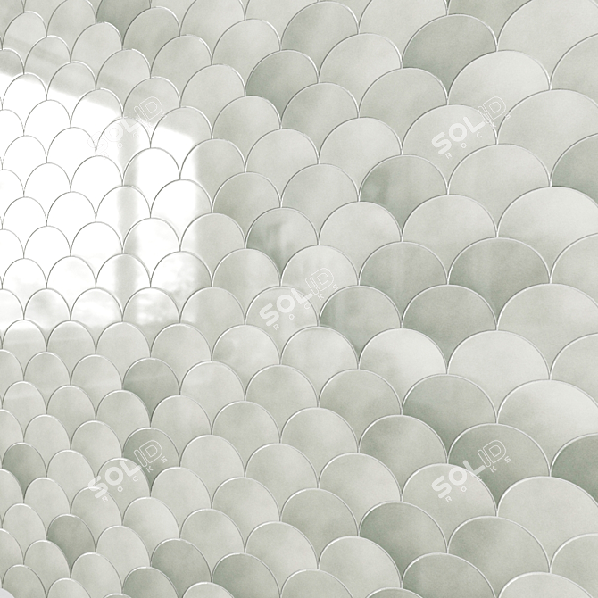 Cloud Escama Porcelain Wall Tile - Elegant and Glossy 3D model image 5