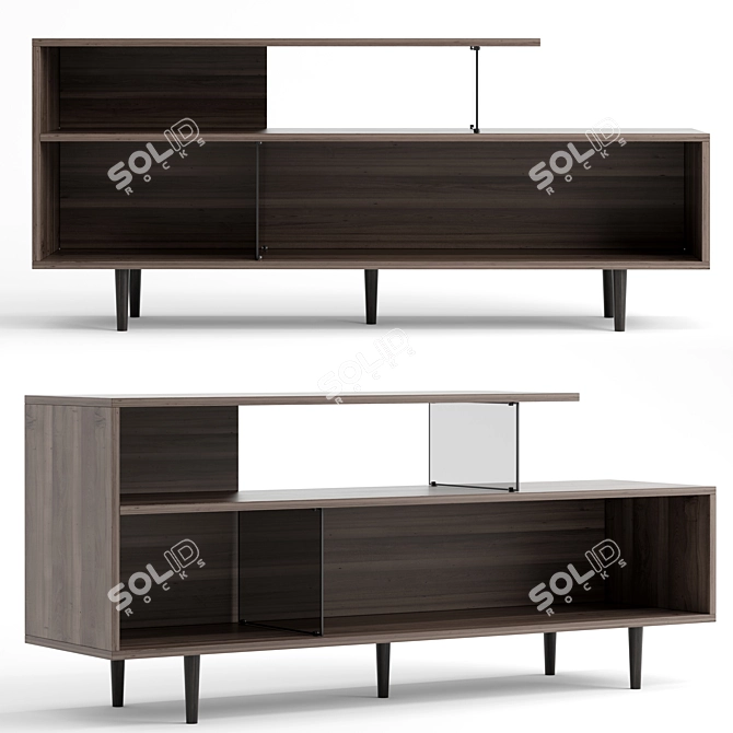 Carson Carrington Asymmetrical TV Stand 3D model image 1