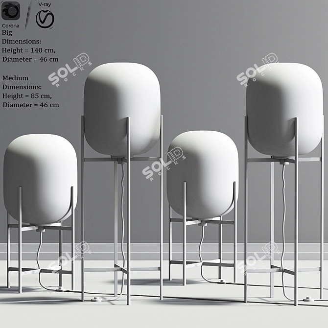 Ethereal Glow: Oda Glass Floor Lamps 3D model image 2