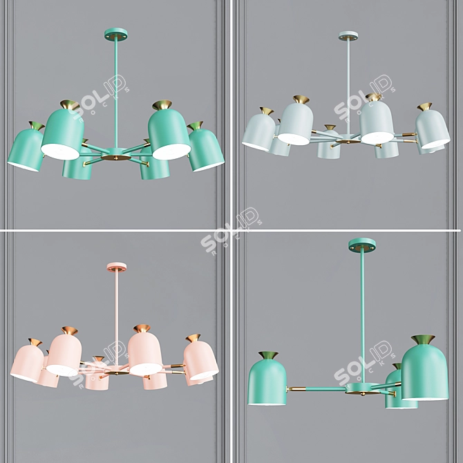 Modern Metal Macaroon Chandelier 3D model image 1