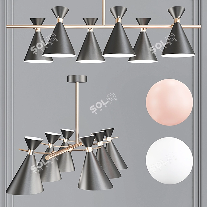 Pink Macaroon Chandelier: Chic Loft Style 3D model image 1