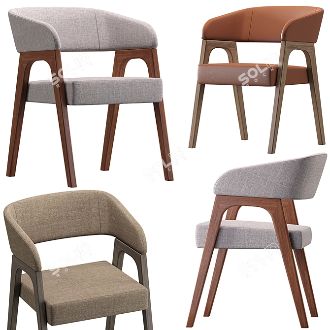 Modern Beige & Brown Chair 3D model image 1