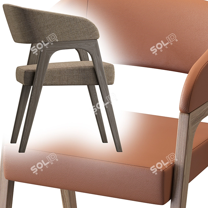 Modern Beige & Brown Chair 3D model image 4