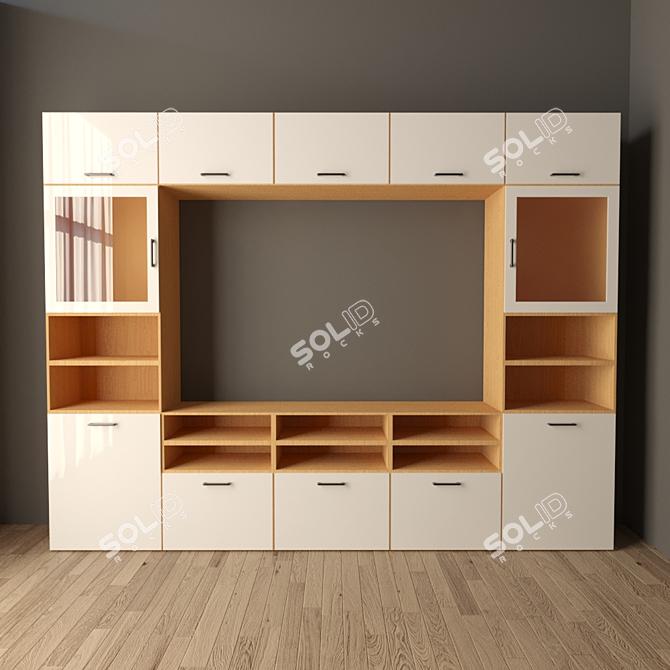 Sleek TV Cabinet with Glass Doors 3D model image 1