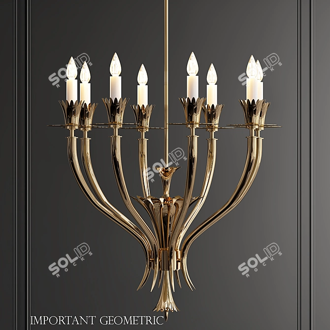 Vintage Gio Ponti Brass Chandelier 3D model image 1