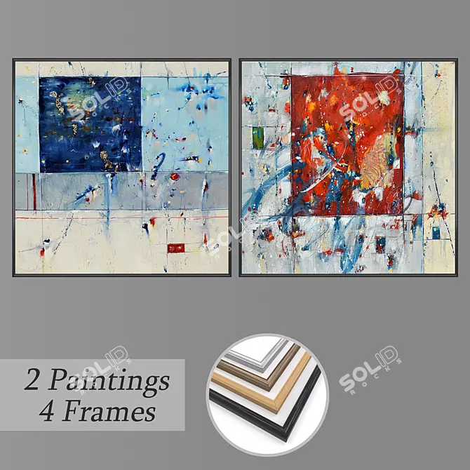 Modern Wall Art Set with Multiple Frames 3D model image 1