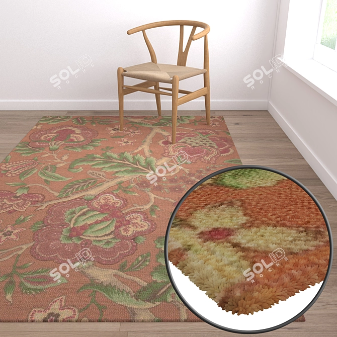 Luxury Three-Piece Carpet Set 3D model image 5