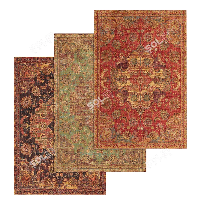 Luxury Carpet Set - High-Quality Textures - 3 Variants 3D model image 1