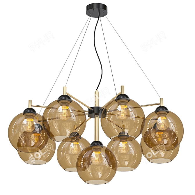 Etna Pendant Chandelier with Glass Shades 3D model image 1