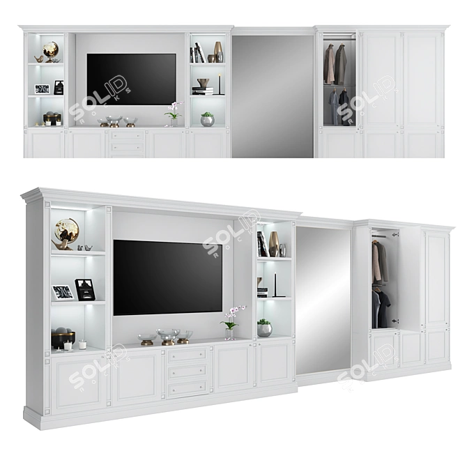 Transformative TV Wall Cabinet by FC Shape 3D model image 1