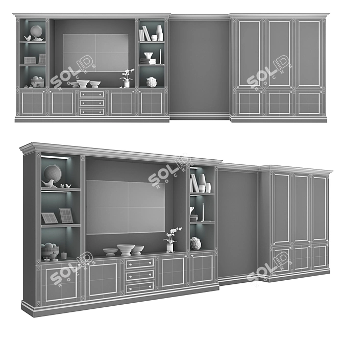 Transformative TV Wall Cabinet by FC Shape 3D model image 7