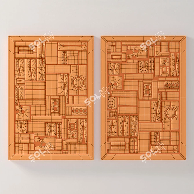 Smooth Edge Panel Wood Frame 3D model image 5