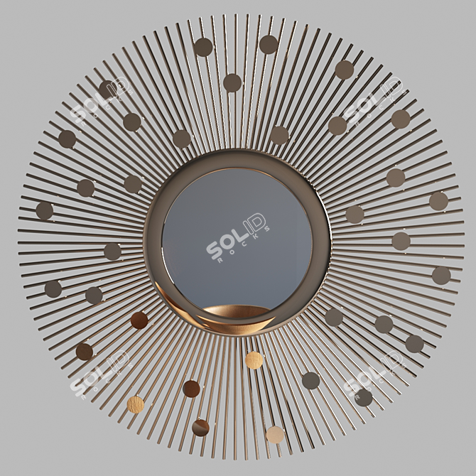 Vintage Gold Frame Mirror: Soleil 3D model image 5