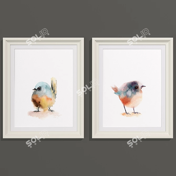 Modern Birds Art Collection 3D model image 1