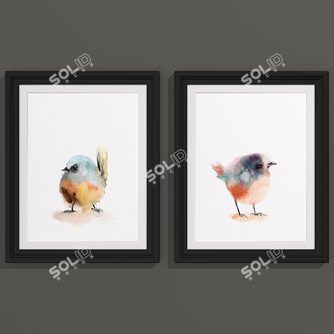 Modern Birds Art Collection 3D model image 2