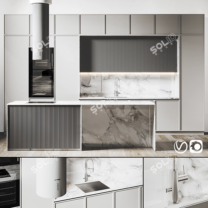 Modern Style Kitchen 3D Model 3D model image 1