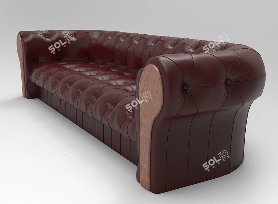 Elegant Leather Chesterfield Sofa 3D model image 1