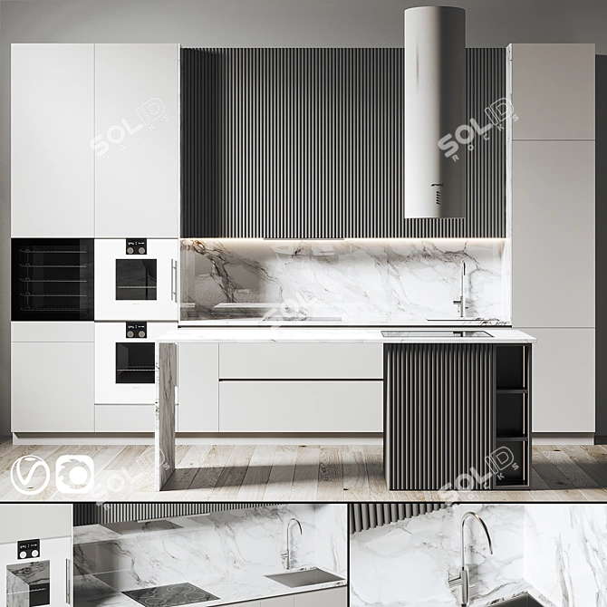 Modern Kitchen Model: 3dsmax2014 & V-ray 3D model image 1