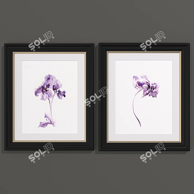 Modern Style Flower Art Set 3D model image 1