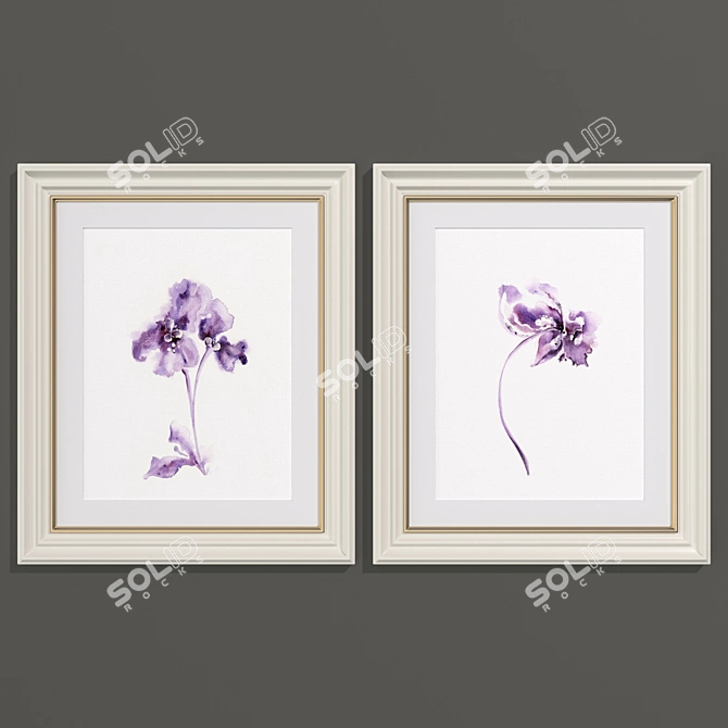 Modern Style Flower Art Set 3D model image 2