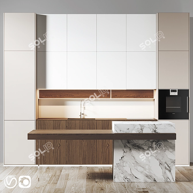 Modern Kitchen 3D Model 3D model image 1