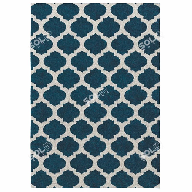 Elegant Navy Blue Power Loom Rug 3D model image 2