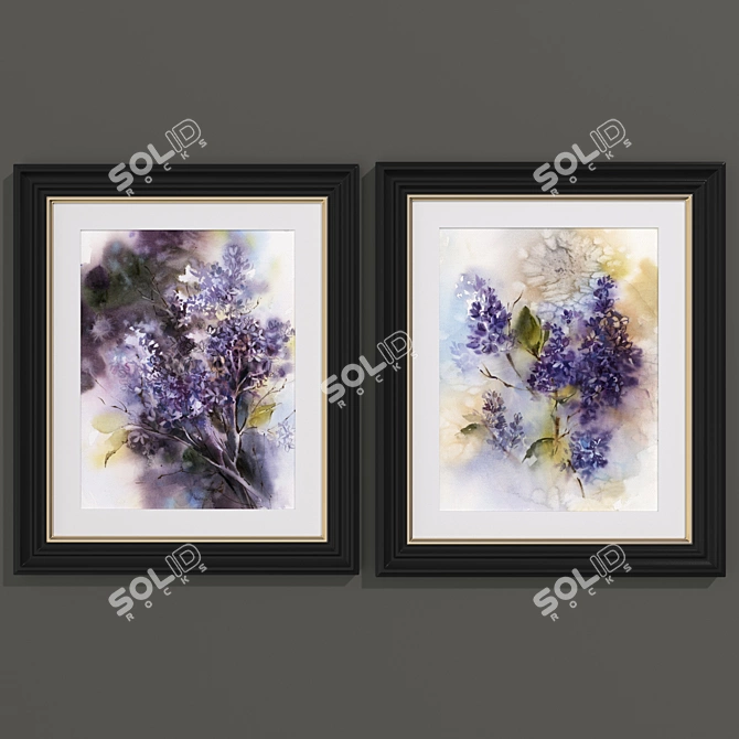 Modern Lilac Flower Art Set 3D model image 1