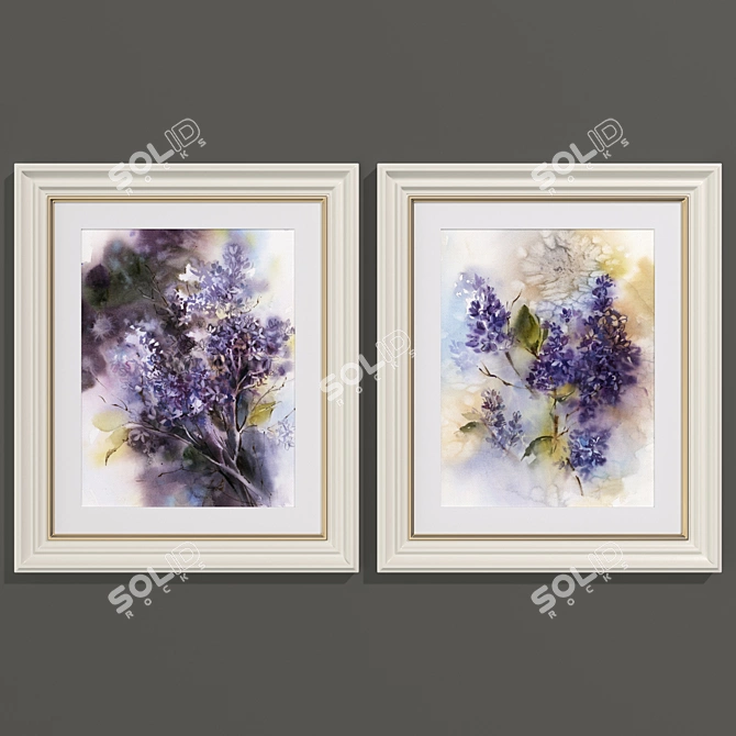 Modern Lilac Flower Art Set 3D model image 3