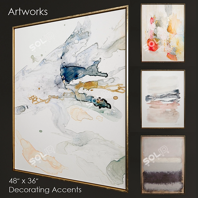 Modern Artworks Collection - 4 Pieces 3D model image 1