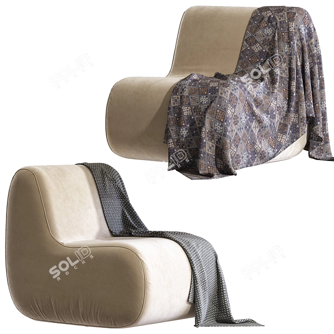 Bread Fabric Armchair: Modern Comfort 3D model image 1