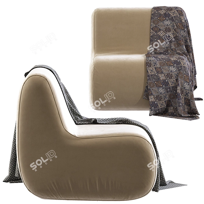 Bread Fabric Armchair: Modern Comfort 3D model image 2