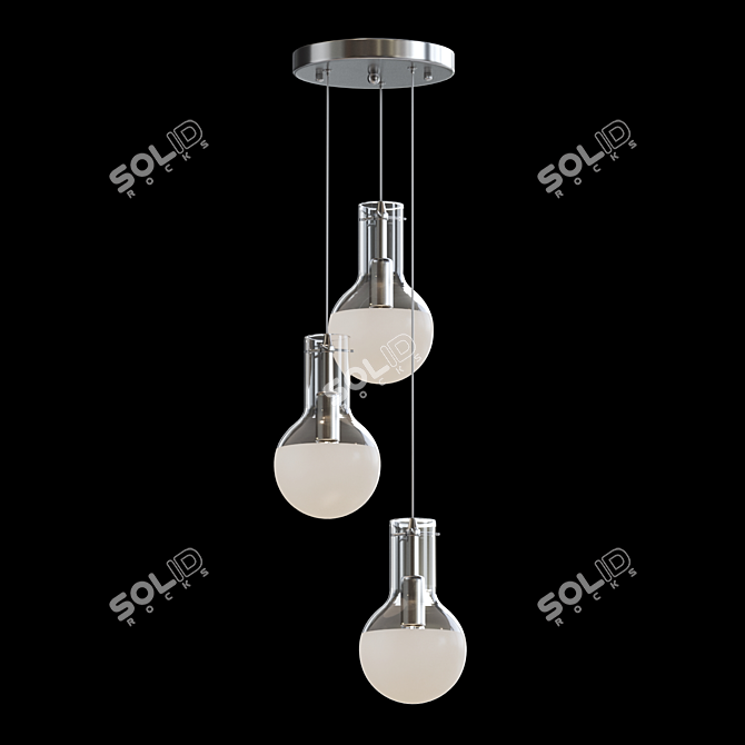 Modern Glass Bulb Light Trio 3D model image 2