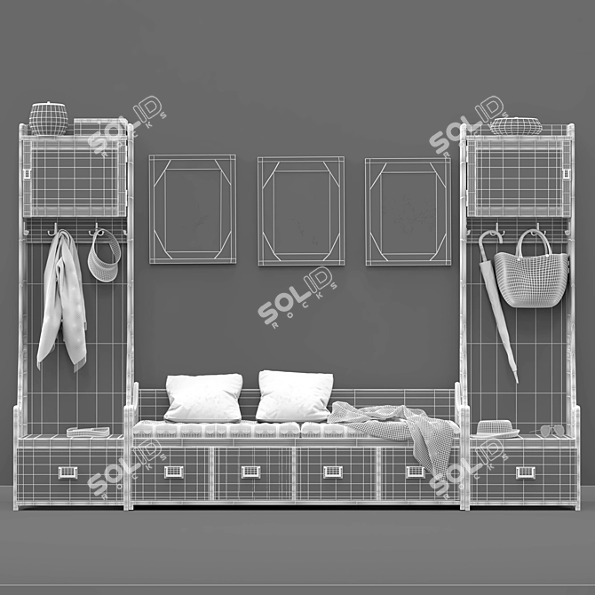 Wade Entryway Set: Stylish Storage Bench 3D model image 3