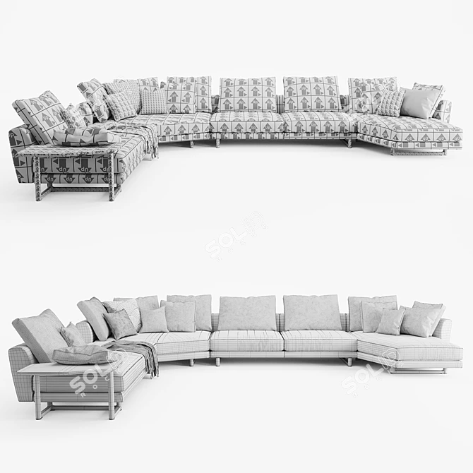 Luxury Abacus Wool Sofa Comp.E 3D model image 5