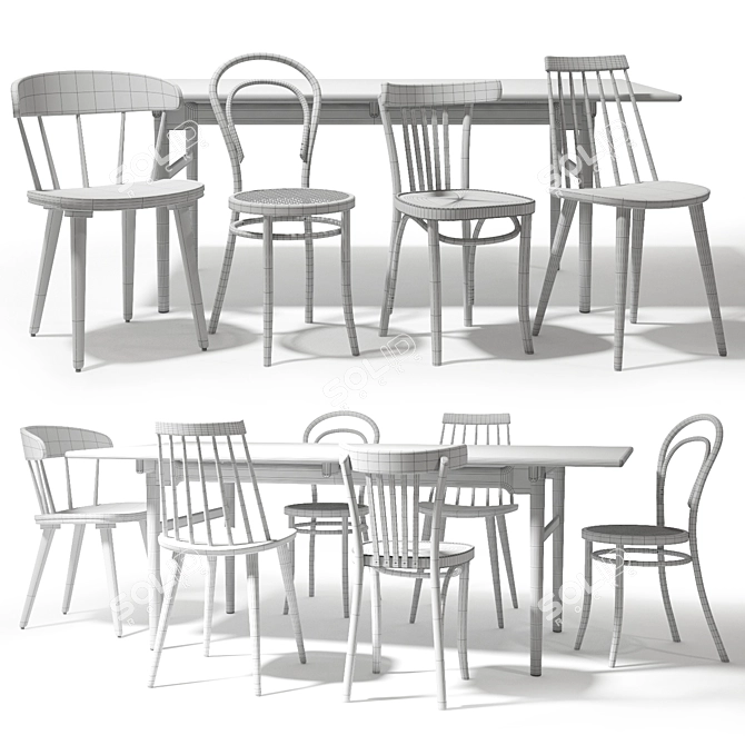 Sleek Set: Thonet & Ikea Chairs 3D model image 5