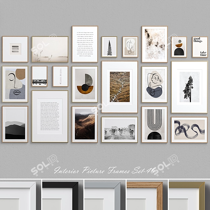 Calm Abstract Interior Frames 3D model image 1