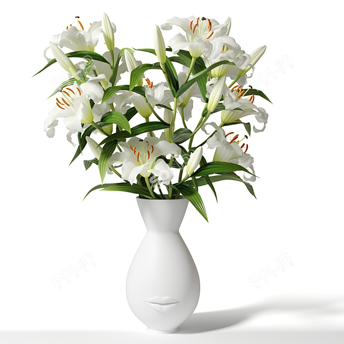 Elegant Lily Trio in Mr & Mrs Muse 3D model image 1