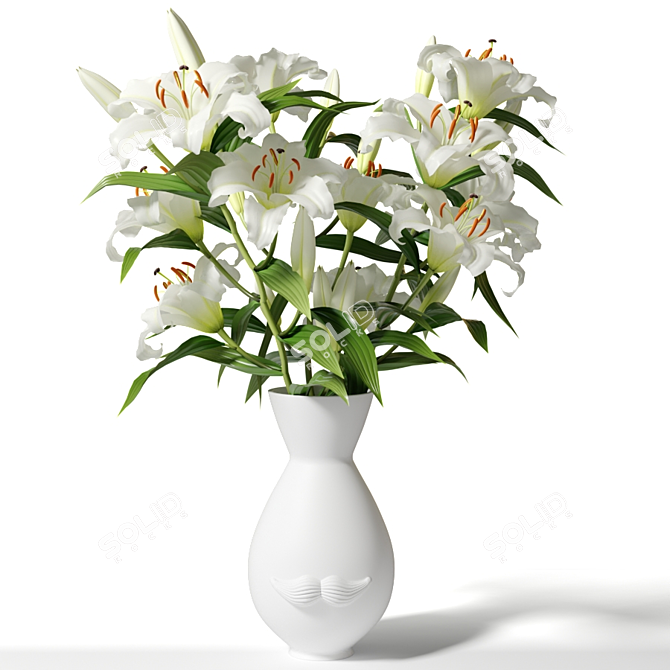 Elegant Lily Trio in Mr & Mrs Muse 3D model image 2