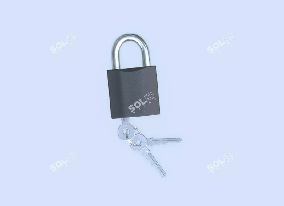 3-Key Padlock: Detachable Core 3D model image 2