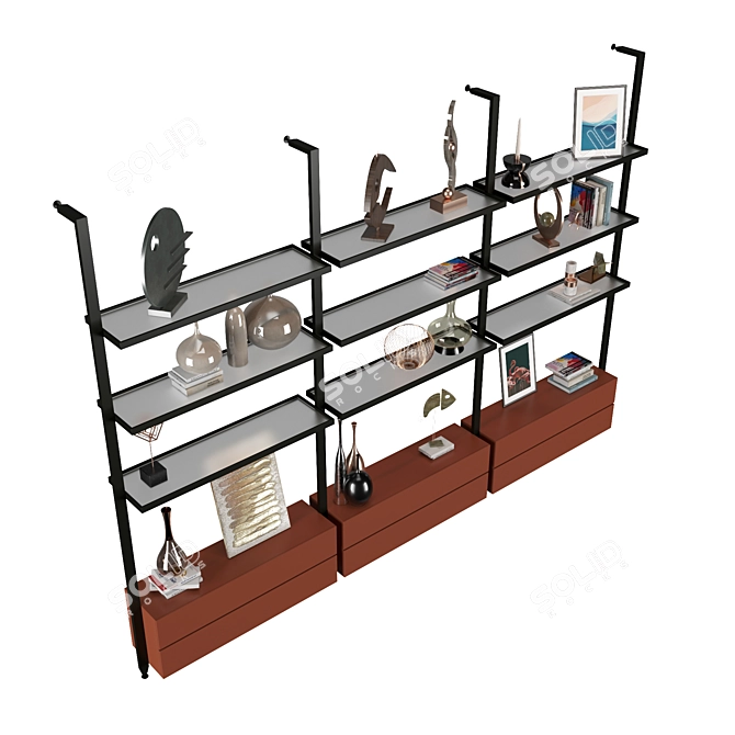 Versatile Shelving Unit with 57 Storage Options 3D model image 3