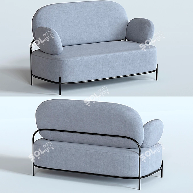 Elegant Coco 2-Seater Sofa 3D model image 2