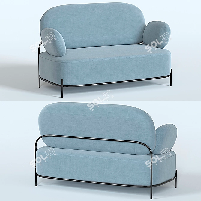 Elegant Coco 2-Seater Sofa 3D model image 3