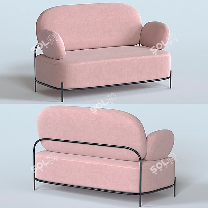 Elegant Coco 2-Seater Sofa 3D model image 6