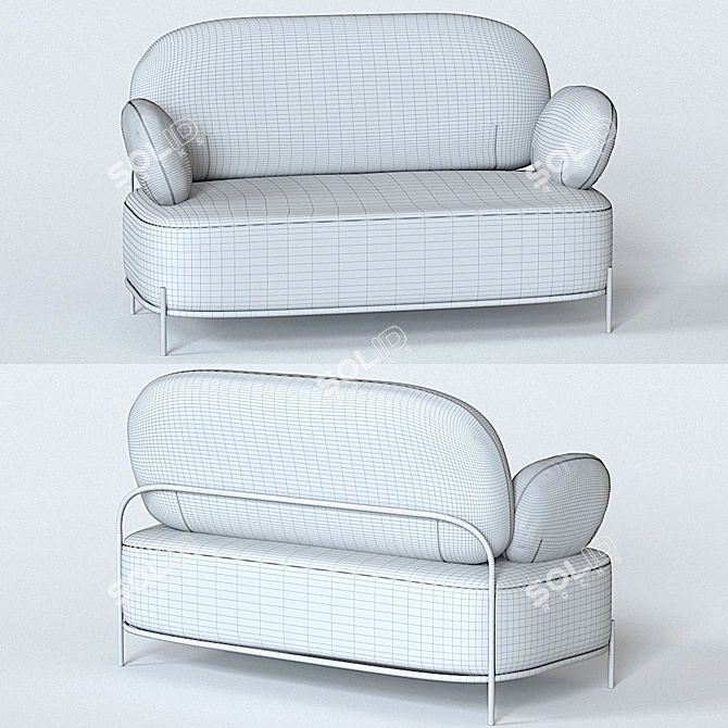 Elegant Coco 2-Seater Sofa 3D model image 7