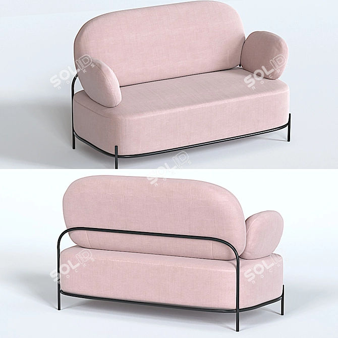 Elegant Coco 2-Seater Sofa 3D model image 8