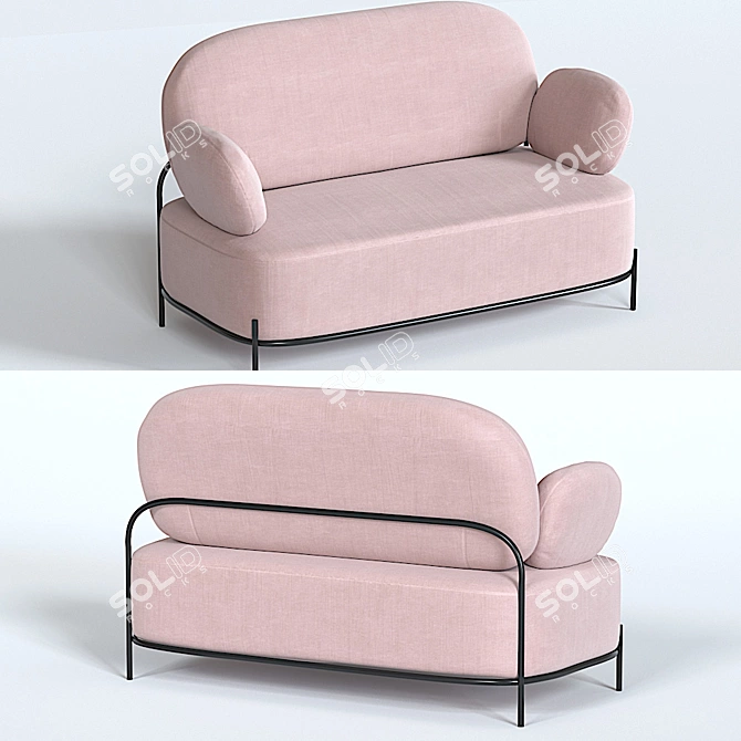 Elegant Coco 2-Seater Sofa 3D model image 10