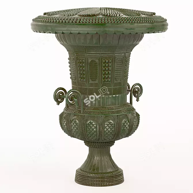 Elegant Metal Sculpted Vase 3D model image 1