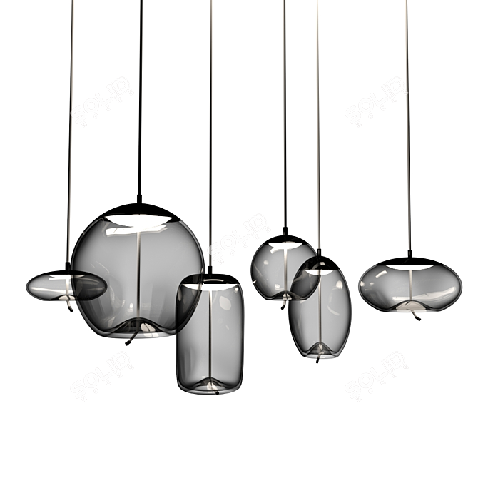 Elegant Iron and Glass Pendant Lamp 3D model image 1