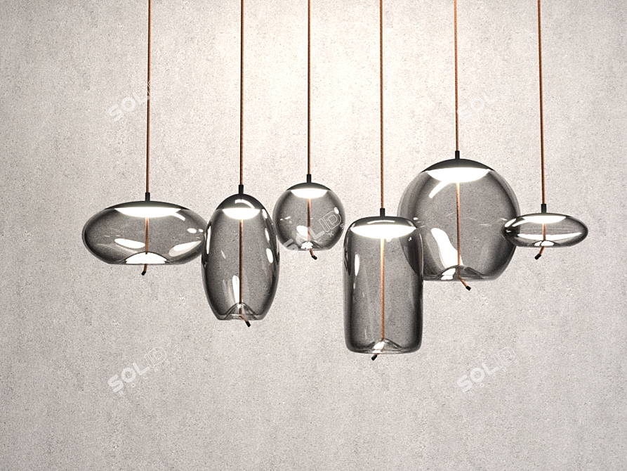 Elegant Iron and Glass Pendant Lamp 3D model image 2